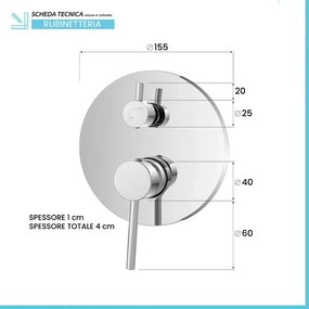 Kit doccia completo con miscelatore York con braccio 35 e soffione 20 inox cromo