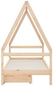 Giroletto bambini con cassetti 90x200 cm legno massello di pino