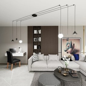 Sospensione Moderna Decentrata Frigg 6 Luci Nera