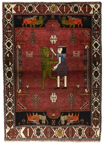 Shiraz Tappeto 180x130 Rosso (Iran) Annodato A Mano