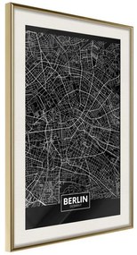 Poster  City Map: Berlin (Dark)  Cornice Quadri Cornice d'oro con passe-partout, Larghezza x Altezza Home decor 40x60