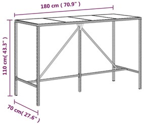 Set Bar da Giardino 11 pz con Cuscini in Polyrattan Nero