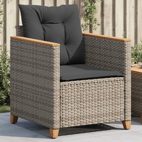 Sedia da giardino con cuscini grigia in polyrattan