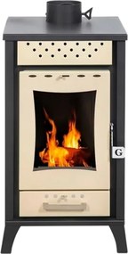 Stufa A Legna In Acciaio 15 kW Olga Beige 45,5x48,5xh91 Uscita Fumi Superiore