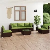 Set Divani da Giardino 6 pz con Cuscini in Polyrattan Marrone 3102196