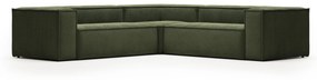 Kave Home - Divano ad angolo Blok 4 posti a coste spesso verde 290 x 290 cm