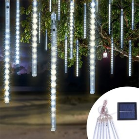 Pioggia di meteore luminose da 360 Led da esterno IP44 Bianco Freddo con pannello solare Wisdom