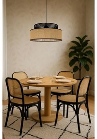 Lampadario a sospensione con filo BOHO 1xE27/60W/230V diametro 40 cm nero/rattan