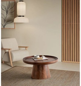 Tavolino da salotto rotondo marrone scuro in mango massiccio ø 80 cm Rose – MOME