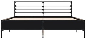 Giroletto nero 160x200 cm in legno multistrato e metallo