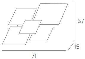 Applique Contemporanea Shadow Metallo Bianco Vetro Nero 4 Luci E27 71Cm