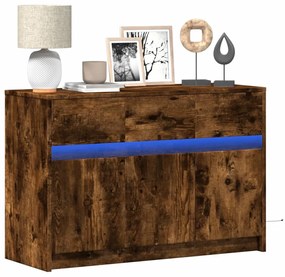 Mobile Porta Tv Con Led Rovere Fumo 91x34x61 Cm İn Truciolato /