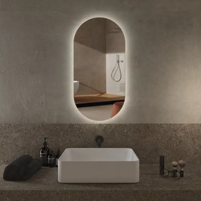 Specchio ovale retroilluminato LED 50x100