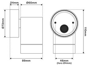 Applique Cilindrica Monodirezionale IP65 GU10 Bianca Colore Bianco