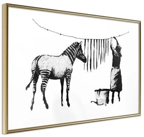 Poster  Banksy: Washing Zebra Stripes  Cornice Quadri Cornice d'oro, Larghezza x Altezza Home decor 45x30