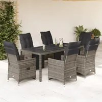 Set Bistr da Giardino 7 pz con Cuscini in Polyrattan Grigio 3276897