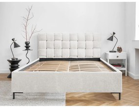 Letto matrimoniale imbottito color crema con rete inclusa 180x200 cm Eve – Miuform