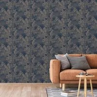 DUTCH WALLCOVERINGS Carta da Parati Joelle in Argento e Blu 442583