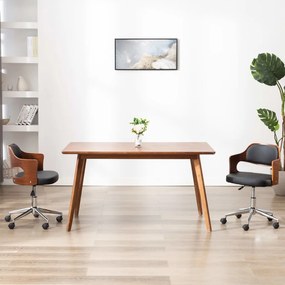 Sedie Da Pranzo Girevoli 2 Pz Nere İn Legno Curvo E Similpelle /