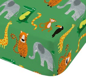 Lenzuolo con angoli per bambini verde per letto singolo 90x190 cm Animal Magic – Catherine Lansfield