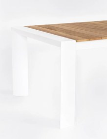 Tavolo allungabile CAMERON in alluminio bianco e legno teak 228&#215;100 cm &#8211; 294&#215;100 cm