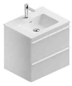 Mobile sottolavabo e lavabo Linea bianco opaco in truciolare L 60 x H 55 x P 46 cm 1 vasca 2 cassetti