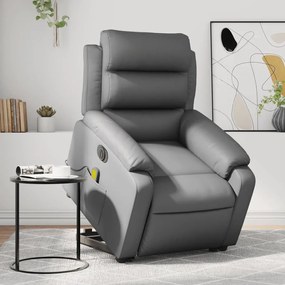 Poltrona Alzapersona Elettrica Reclinabile Grigio İn Similpelle /