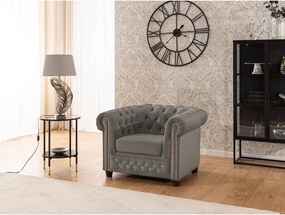 Poltrona chesterfield grigia con rivestimento in velluto York Blik – Ropez