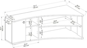 Mobile TV Ad Angolo Design Curvo Con 2 Ante Doris Rovere E Bianco