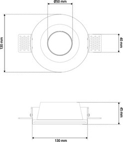 Portafaretto Rotondo Ø130x45mm GU10 in Gesso Pitturabile