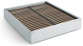 Letto matrimoniale imbottito grigio chiaro con contenitore/senza testiera con rete inclusa 140x200 cm Susan – Micadoni