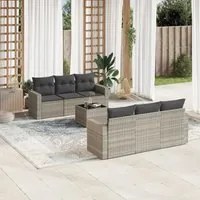 Set Divani da Giardino 7pz con Cuscini Grigio Chiaro Polyrattan 3218702