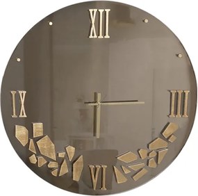 Orologio da Parete in Vetro D65 cm con Quadrante a Specchio Dettagli Bronzo - HILDI