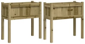 Fioriere da Giardino 2 pz con Gambe in Legno di Pino Impregnato