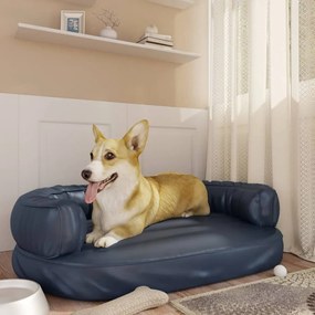 Letto Cani Ergonomico Gommapiuma Blu Scuro 88x65 Cm Similpelle /