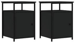 Comodini 2 pz neri 40x42x60 cm in legno multistrato