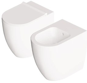 Coppia Di Sanitari a Terra Senza Brida Alice Ceramica "Form" Bianco Lucido