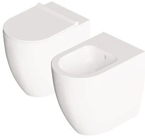 Coppia Di Sanitari a Terra Senza Brida Alice Ceramica "Form" Bianco Lucido