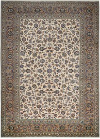 Kashan Tappeto 380x280 Beige (Iran) Annodato A Mano