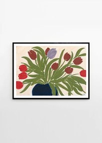 Poster 70x50 cm Tulips in a Blue Vase – Anine Cecilie Iversen – The Poster Club