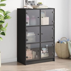 Credenza Con Ante Nera 68x37x109 Cm İn Legno Multistrato /