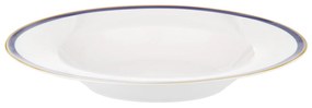 Piatto fondo con filo blu e oro in new bone china, da 22 cm