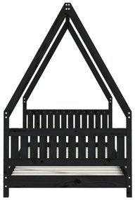 Giroletto per bambini nero 90x190 cm in legno massello di pino