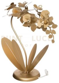 Lampada da tavolo floreale orchidea piccola oro in ferro 38x20x57cm...
