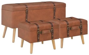 Sgabelli con contenitore 3 pz in similpelle tanno