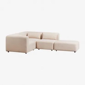 Divano Angolare Componibile In 3 Pezzi Con Pouf Fogler Ciniglia Crema Beige - Sklum