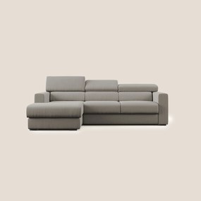 Dylan divano angolare con pouf estraibile poggiapiedi in tessuto simil cotone impermeabile T13