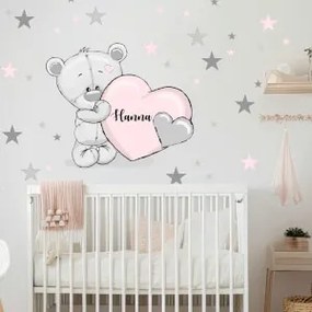 Adesivo per bambina - Orsetto in colori pastello con stelle | Inspio