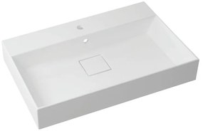 Lavabo a incasso rettangolare vasca centrale Neo L 76 x H 15 x P 49 cm in resina bianco lucido