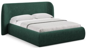 Letto matrimoniale imbottito verde scuro con contenitore a griglia 180x200 cm Hauke - Makamii